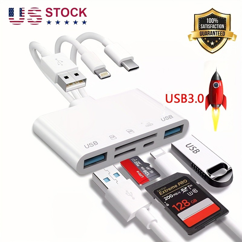 5 in 1 Memory Card Reader USB 3.0 OTG Adapter SD Card Reader For iPhone/iPad/PC