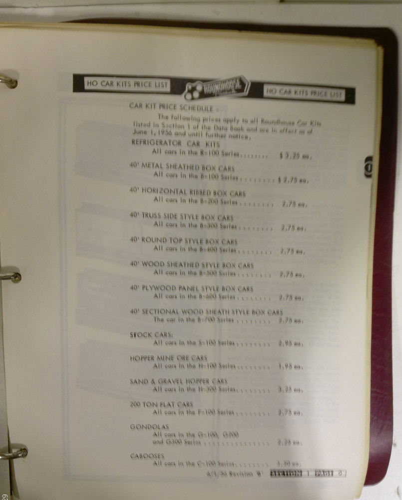 Roundhouse Model Die Casting 1956 Data Book Sheets & Binder