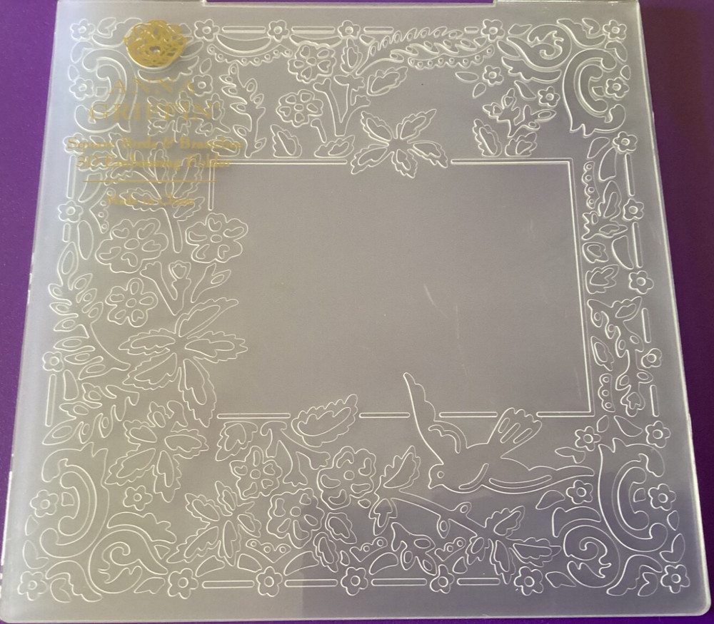 Anna Griffin Square Embossing Folder Birds and Branches 6x6 RARE