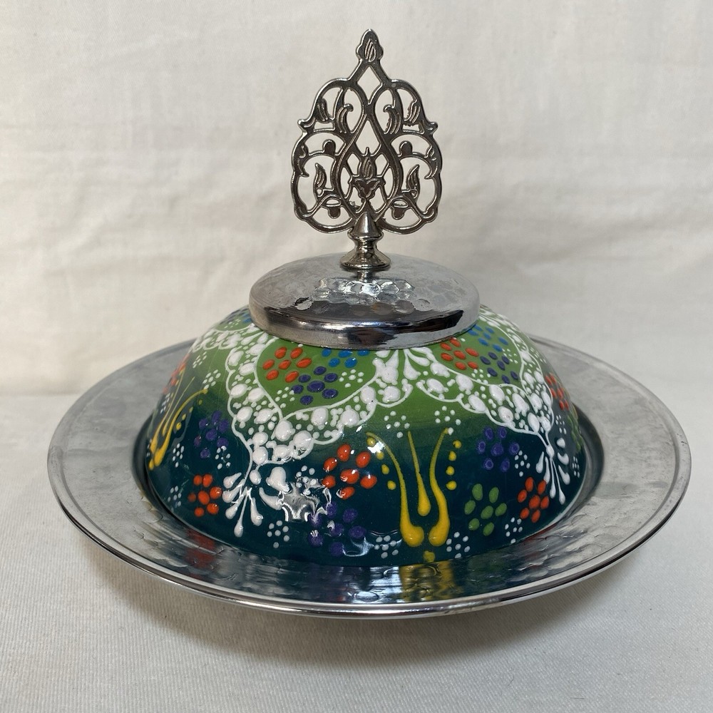 Handpainted Ceramic & Metal Candy Dish Ramadan