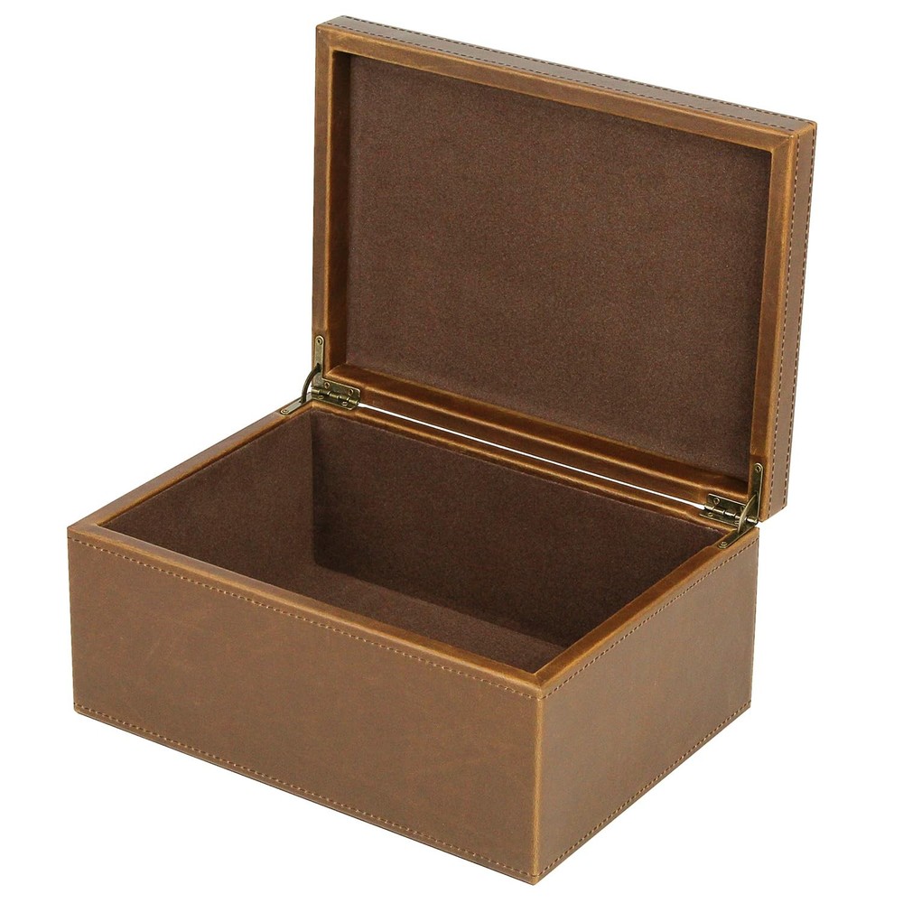 Faux Leather Decorative Box, Large Wooden Structure Keepsake Box Accessory Or...
