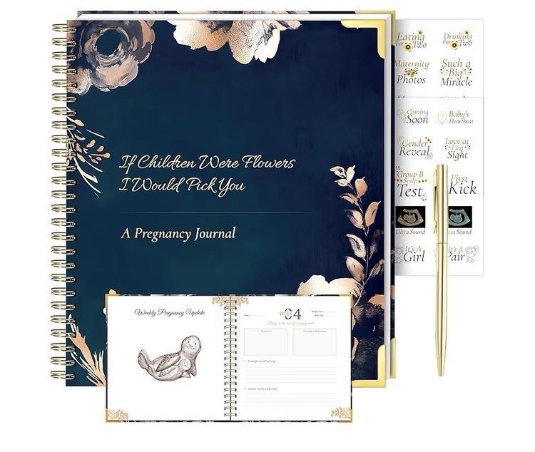 Pregnancy Journal with Beautiful Gold Pen