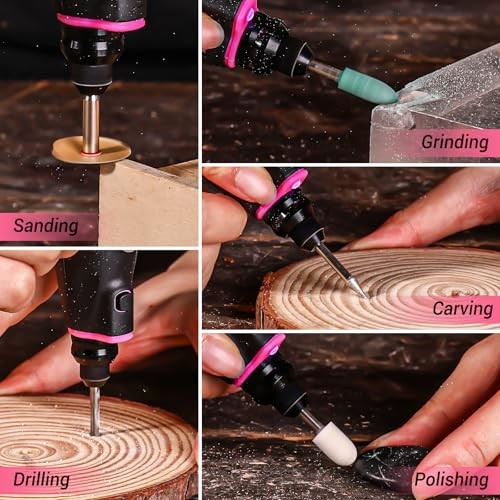 Mini Cordless Rotary Tool: 3.7V Rotary Tool Variable Speed Display with Pink