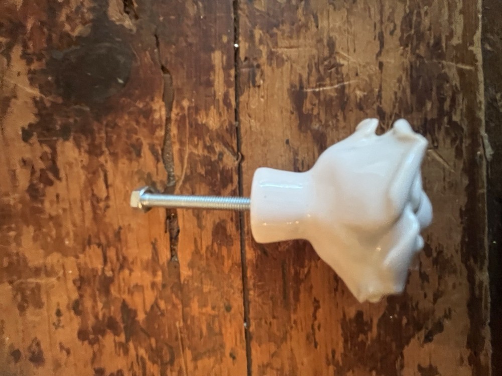 Ceramic White Rosebud Flower Drawer Pulls 7 Pieces 2” Shabby Boho