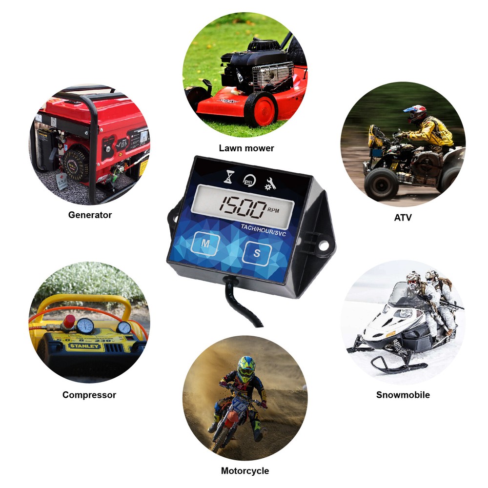 Self Powered Engine Digital Hour/Tachometer ZTR Lawn Mower Tractor Generator