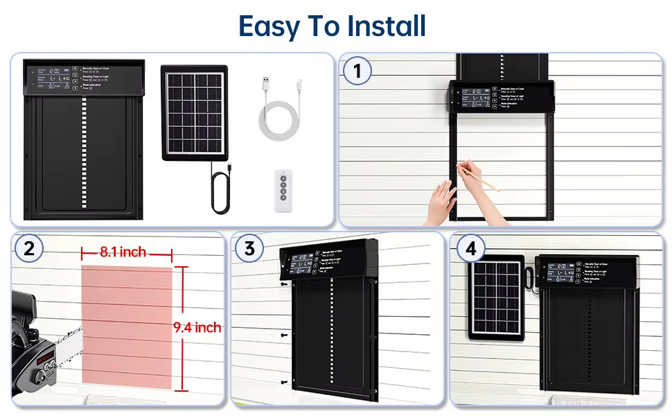 Automatic Solar Chicken Coop Door Opener with Timer Light Sensor Remote Control