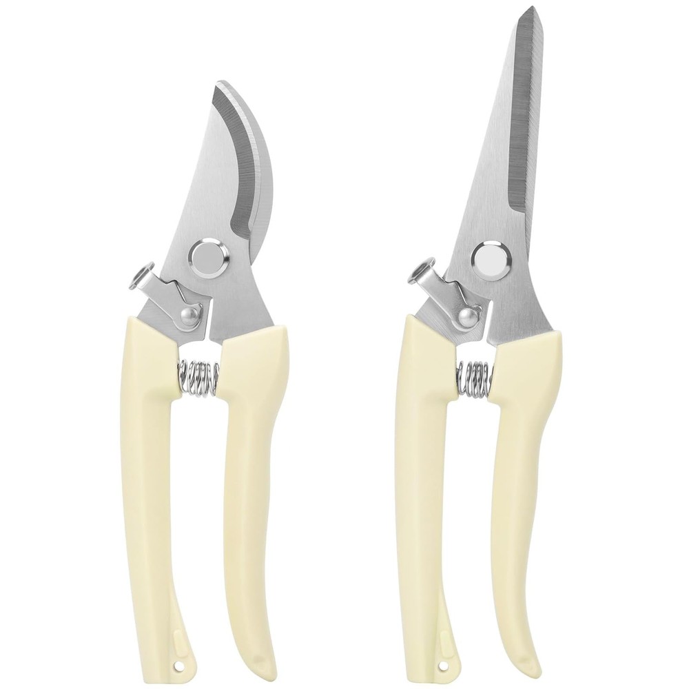 Yolmooat 2Pcs Professional Pruning Shears (Include 1 Bypass General, White