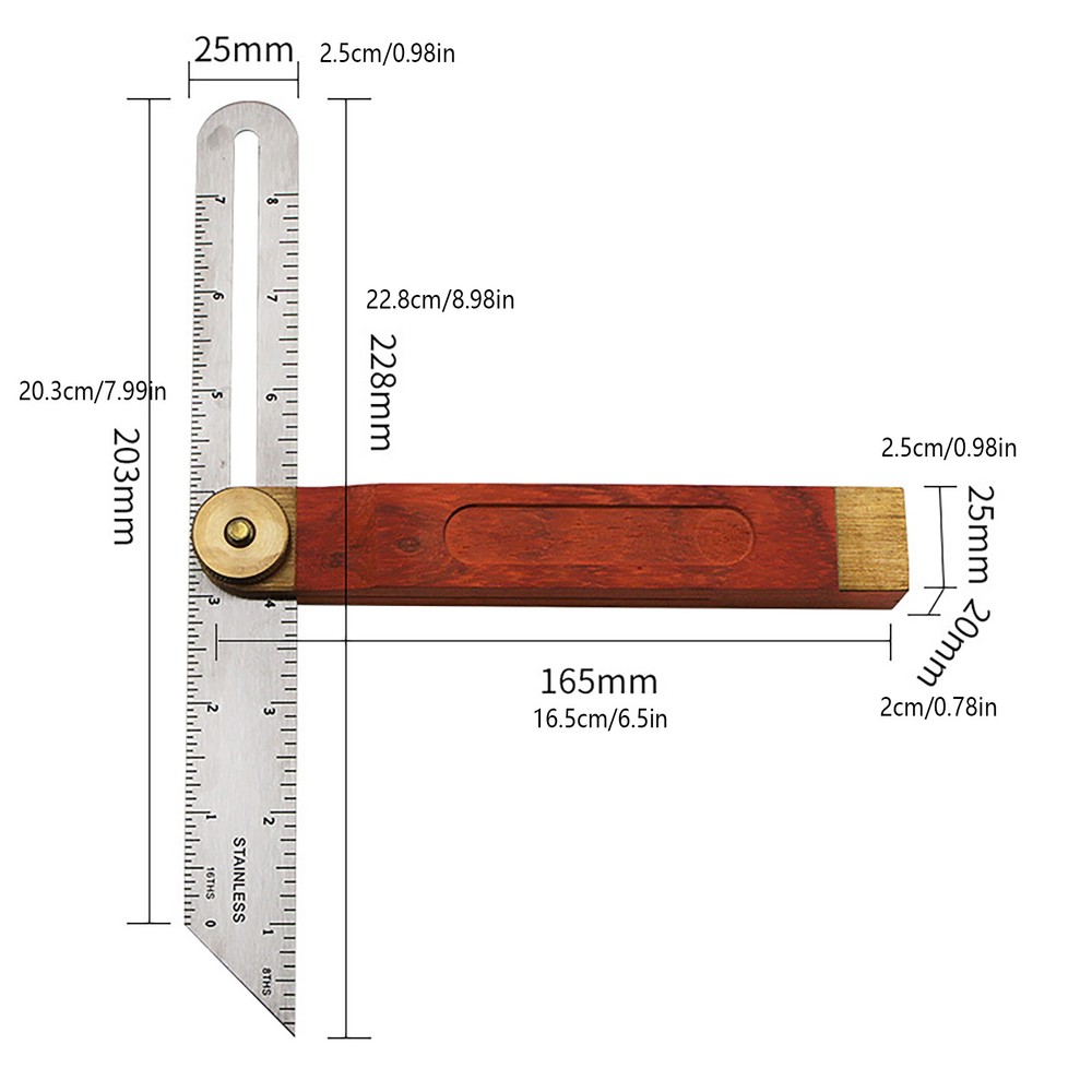 Adjustable Bevel Angle Ruler Horizontal Sliding Detector Marker Measuring Tool