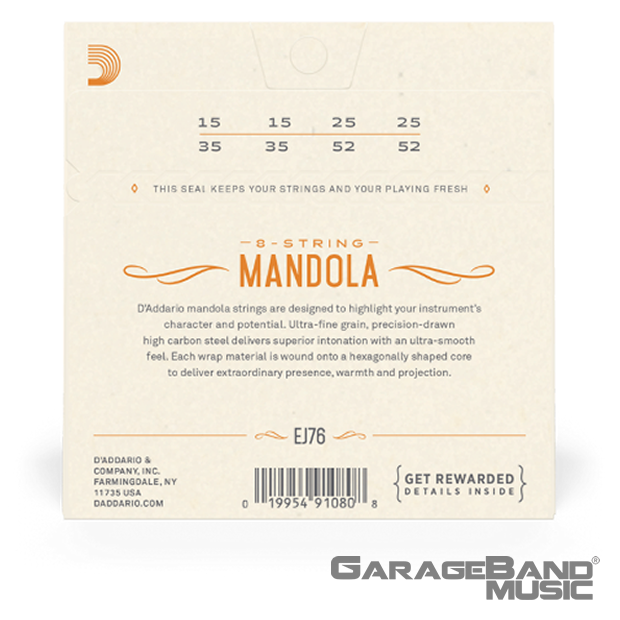 D'Addario EJ76 Phosphor Bronze Mandola Strings, Medium, 15-52