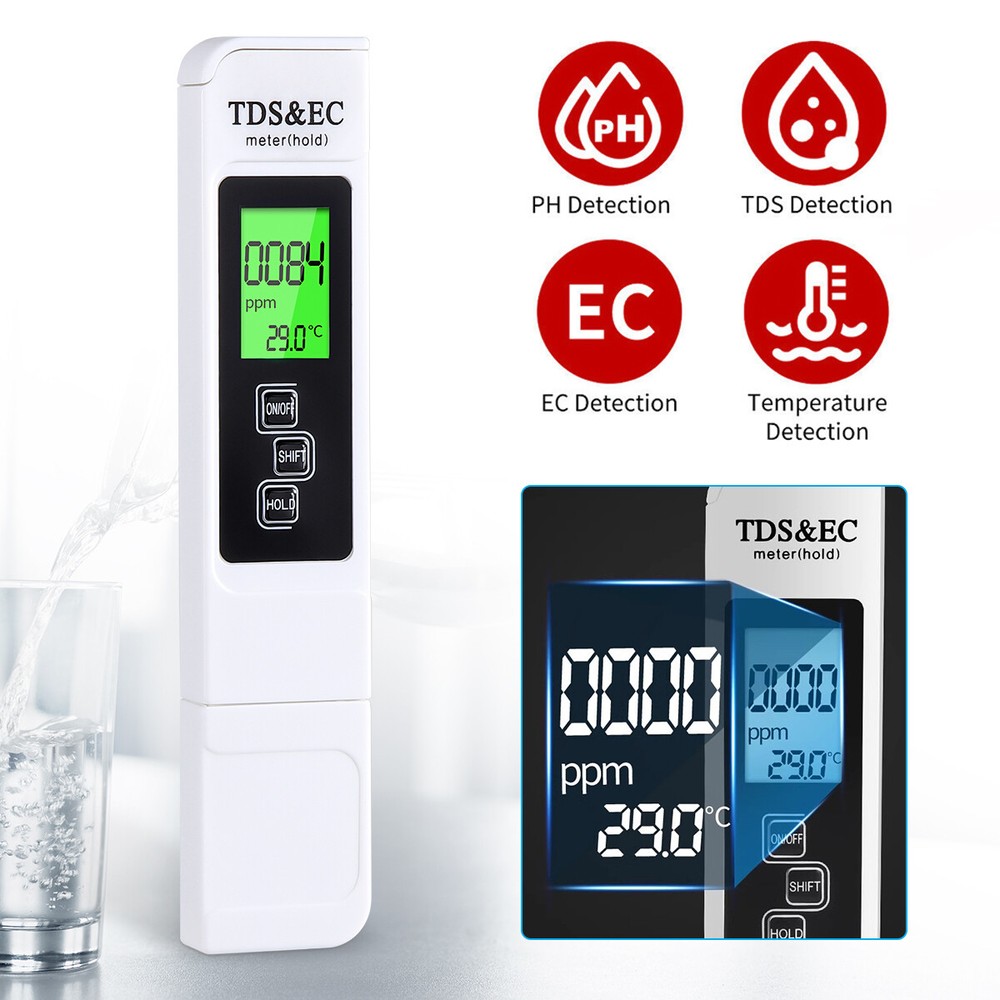 2pc TDS Meter Digital Tester Water Quality Testing Kits Drinking Water 0-9990ppm