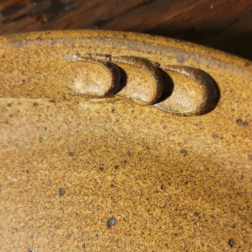 Vintage Studio Pottery Wall Pocket Candle Holder Signed Rustic Stoneware