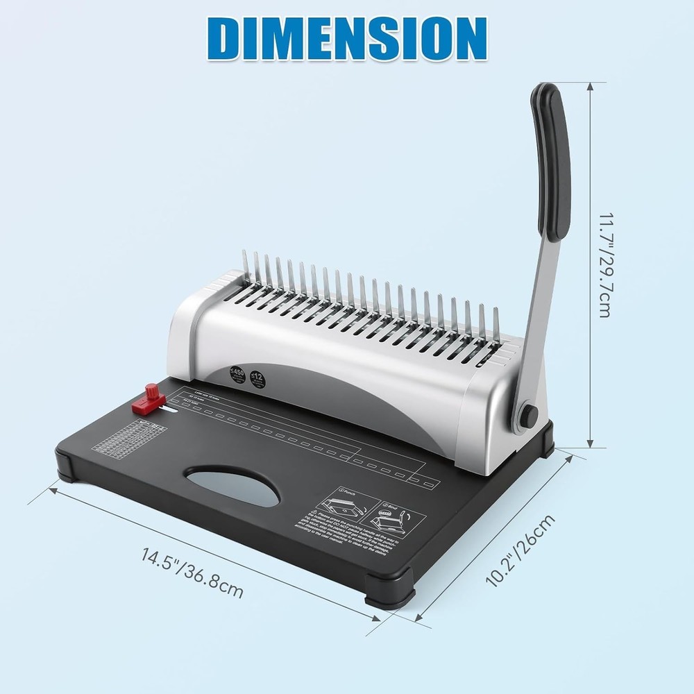 Portable Binding Machine with Starter Combs Set for A4 & Letter Size Documents