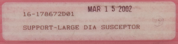 NEW ASM PN: 16-178672D01 Support-Large Dia Susceptor