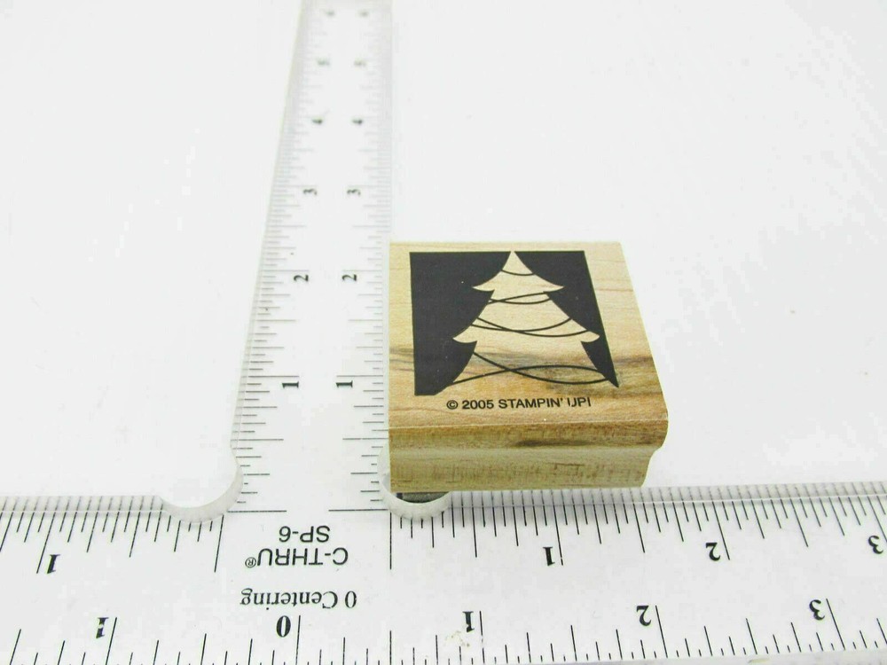 Garland Wrapped Tree Rubber Stamp - Stamp Set E86