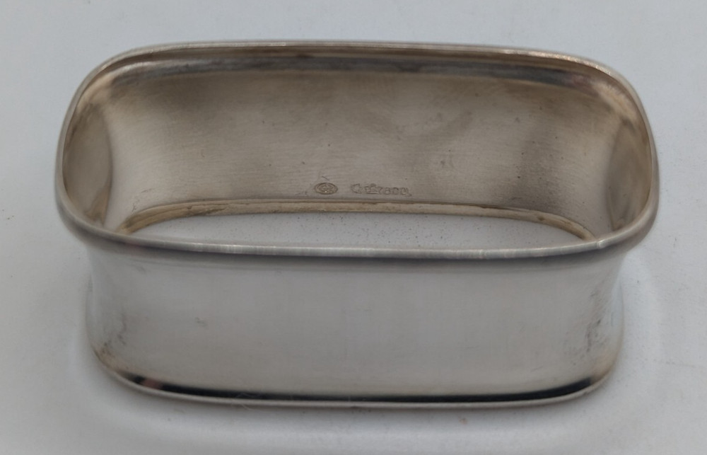 Antique German 800 Silver Napkin Ring, plain, rectangular