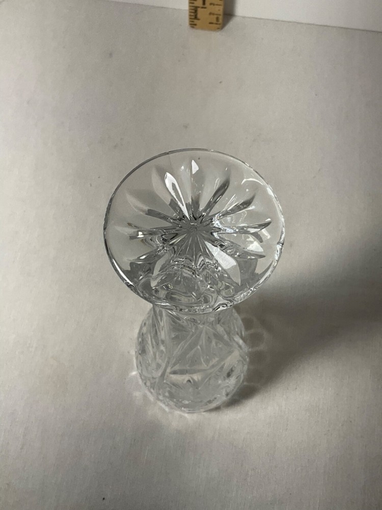 Pinwheel crystal 8" bud vase Decorative etching