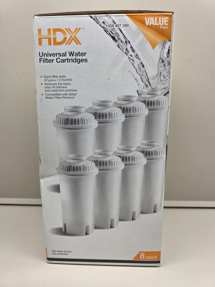 NEW HDX Water Pitcher Universal Replacment Water Filter Cartridges 8-Pack