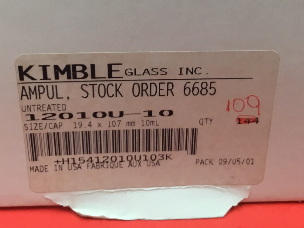 Kimble - 12010U-10 - Qty. (109) - NEW