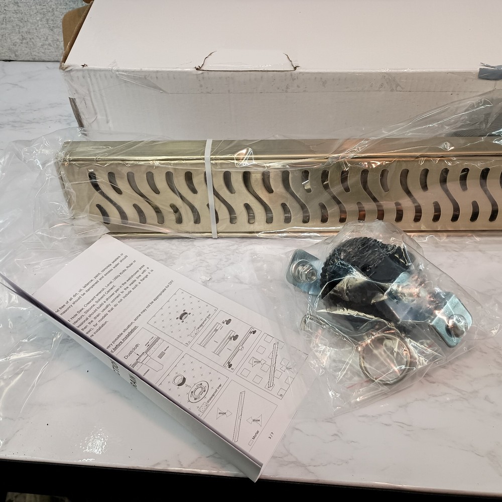Sharp-tec 24" Linear Shower Drain Rectangle Shower Floor Drain Kit, Gold ST-103