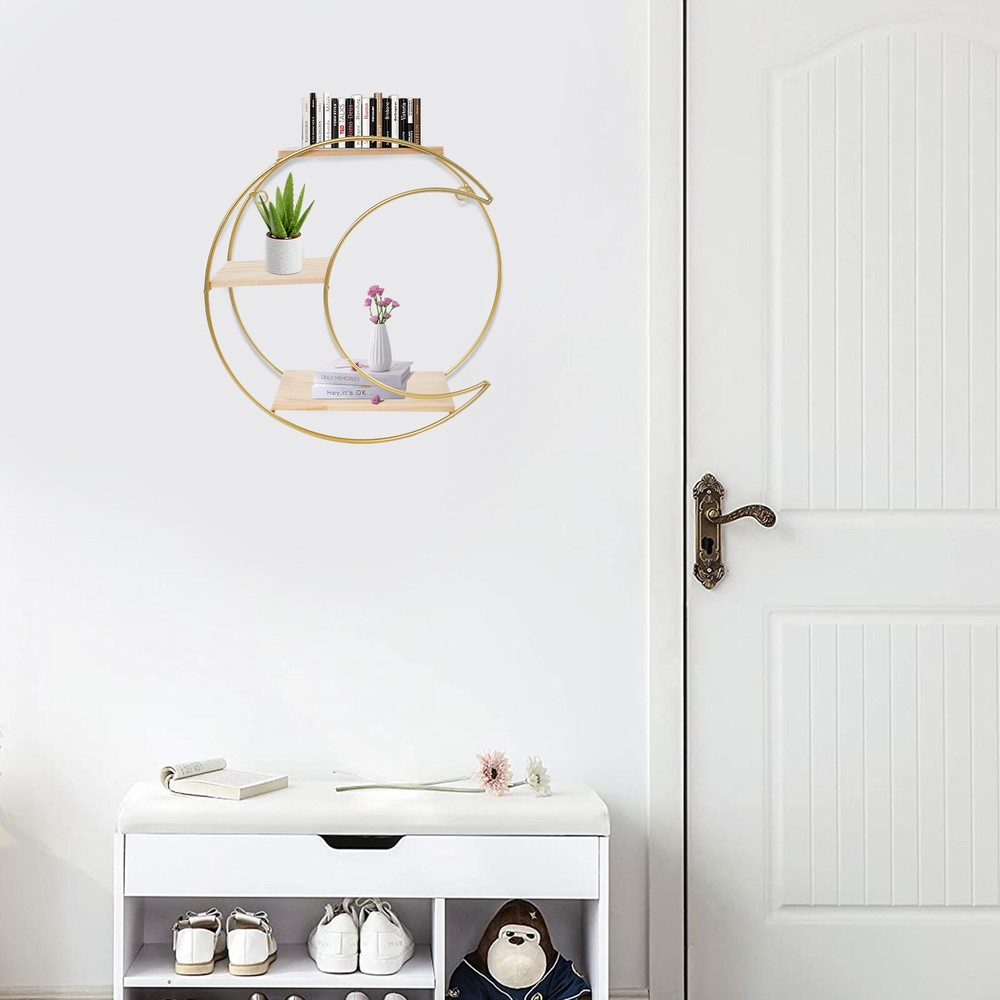 3-tier Round+ Moon Storage Display Rack Storage Display Rack Wall Mounted Shelf