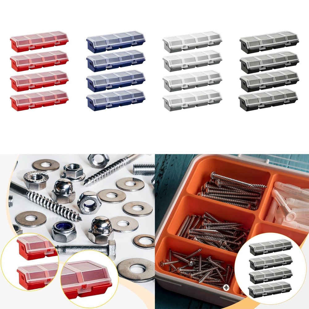 4 Pieces Screw Organizer Cases Divider Dustproof Boxes Organizer for Electronic