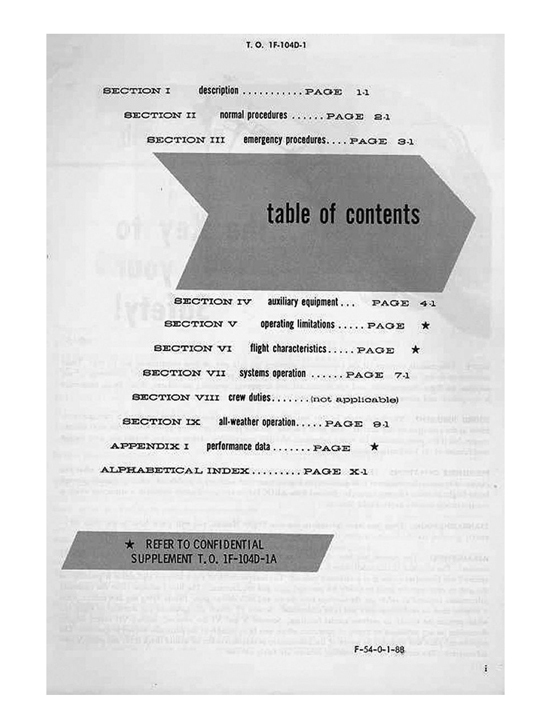 LOCKHEED F-104 Starfighter Pilot's FLIGHT OPERATING INSTRUCTIONS