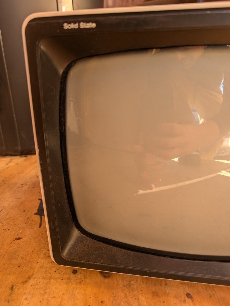 Vintage RCA Solid State Television White B and W 1983 Prop Untested As is Rare