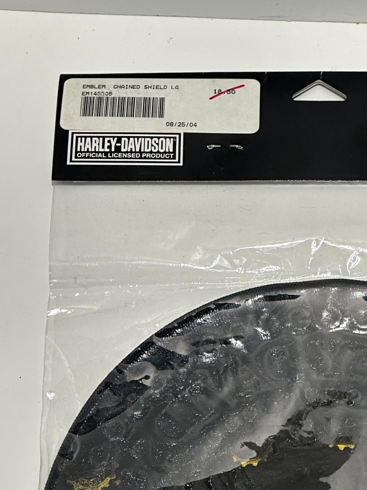 Harley Davidson large black 8" patch emblem chained shield new in package 2004
