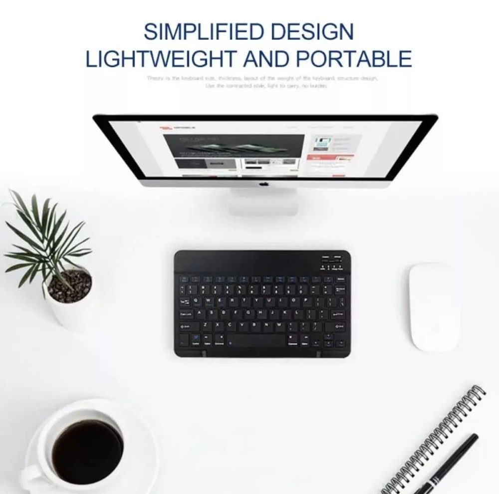 Ultra Slim Wireless Bluetooth Keyboard Black 10 Inch