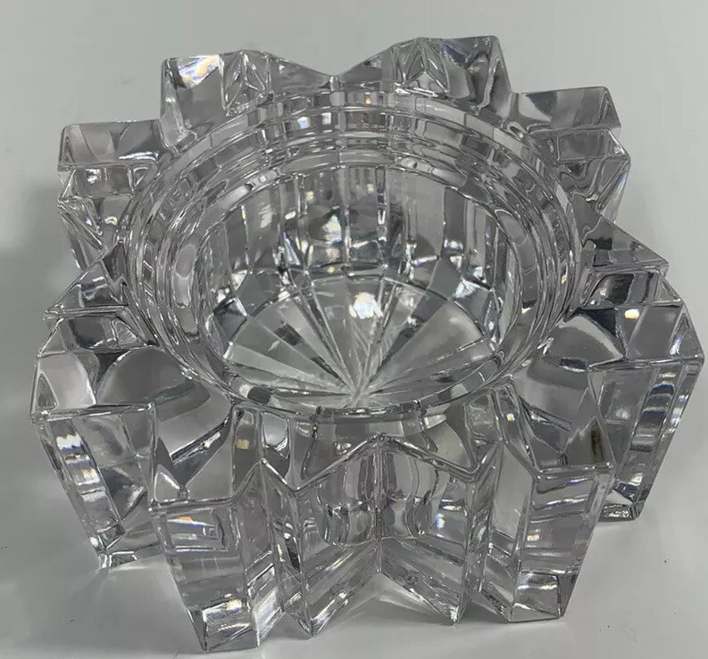 VTG 5" Heavy Crystal Candle Holder Star Pattern