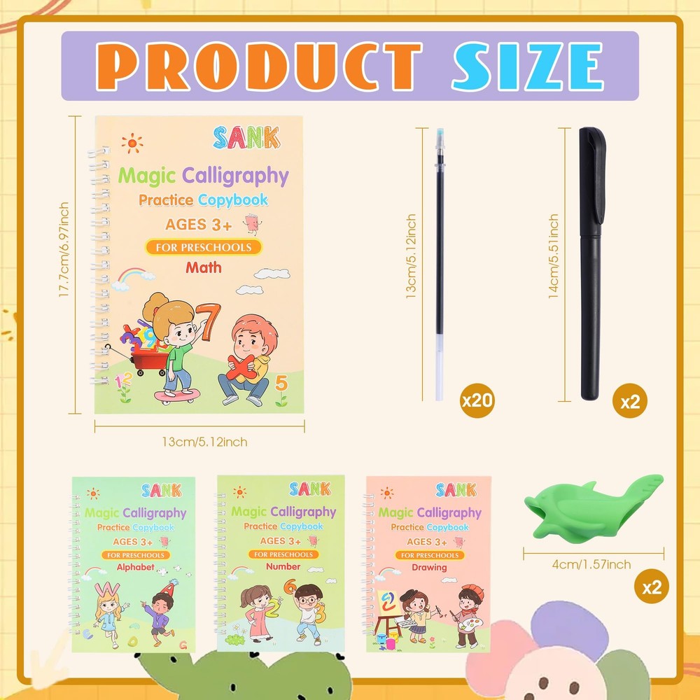 Magic Grooved Writing Practice Books, Reusable Handwriting Practice...