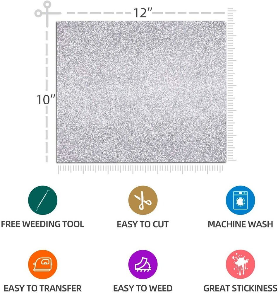 36 Glitter Heat Transfer Vinyl 12" x 10" Sheets T-Shirt HTV Bundle Pack assorted