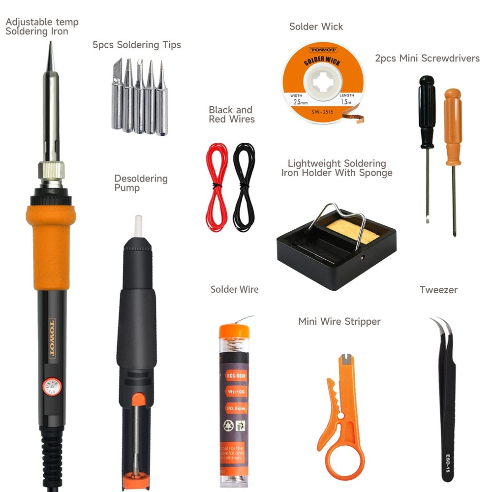 TOWOT Soldering Iron Kit, Electronic 60W Adjustable...