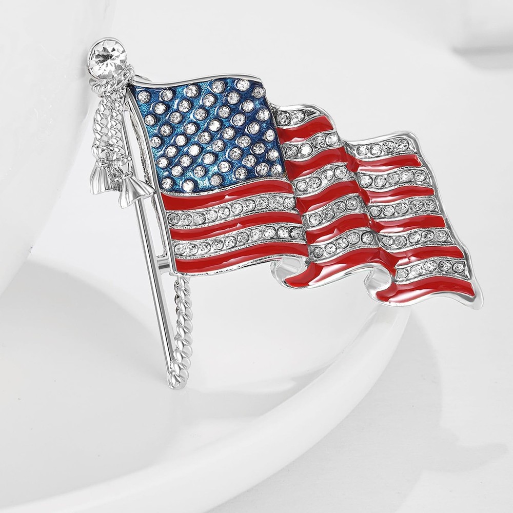 American Flag Pin Silver
