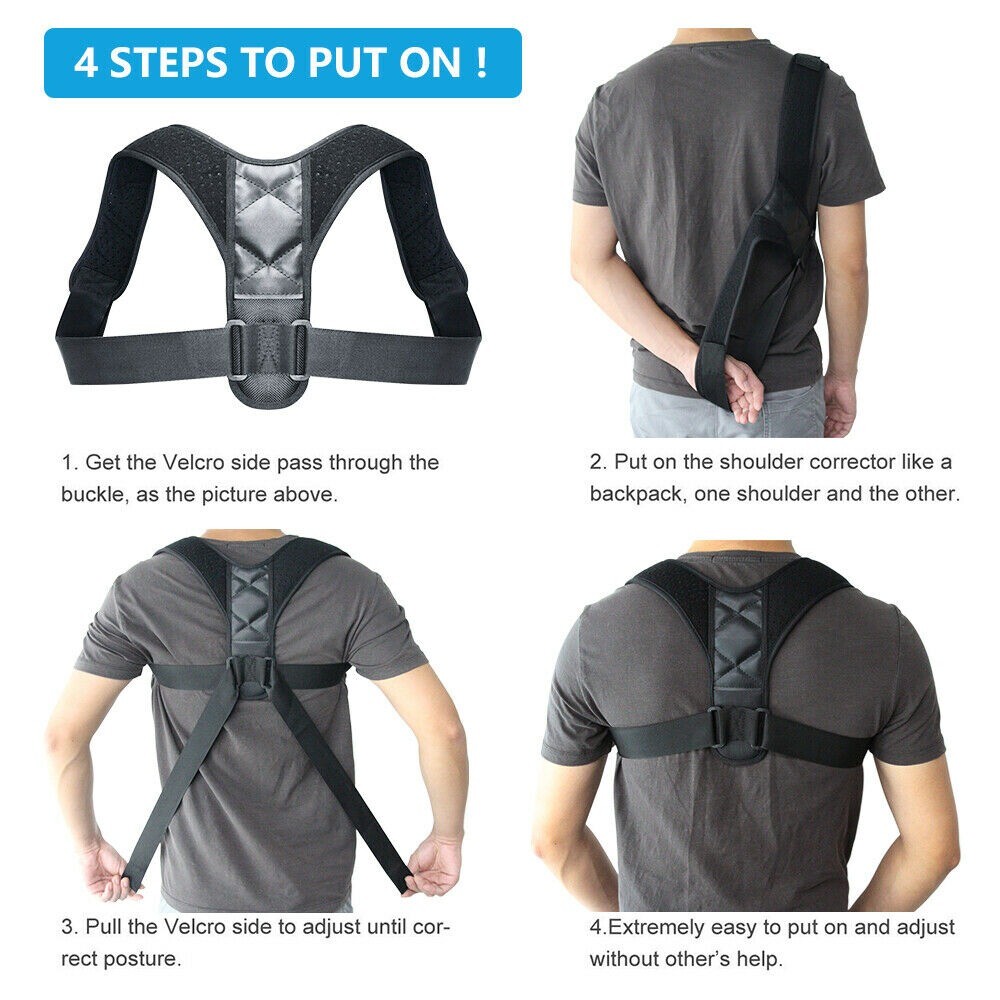 Back Support Brace Posture Corrector Spine Training Harness - Chest size 25-50in