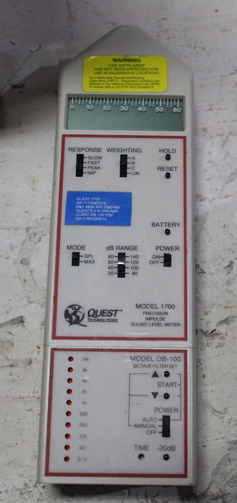 Quest Technologies 1700 Sound Level Meter with OB-100 Octave