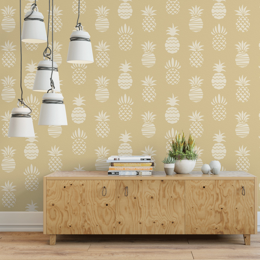 Styled Pineapple Pattern Wall Stencil - Durable & Reusable Mylar Stencils