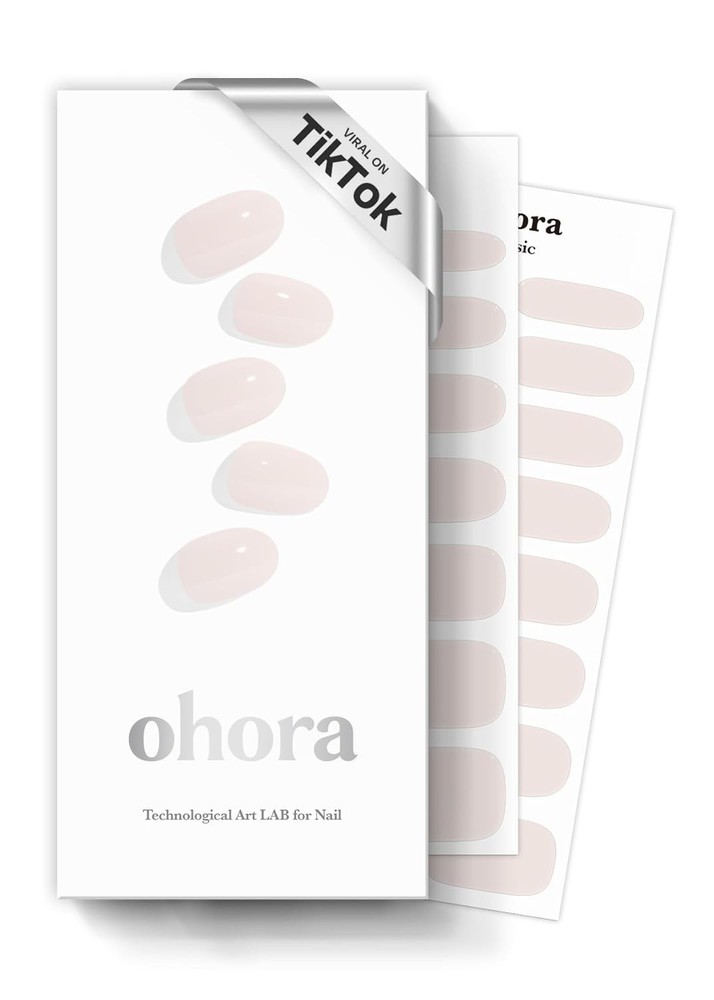 ohora Semi Cured Gel Nail Strips - Nude, Solid, Works with UV/LED