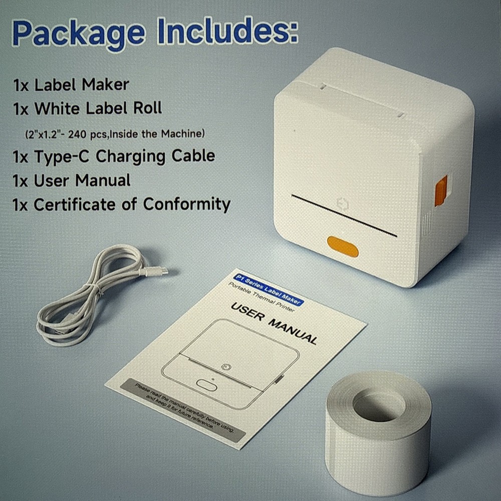 P1 Mini Portable Thermal Label Printer Wireless Inkless Pocket Sticker Printer