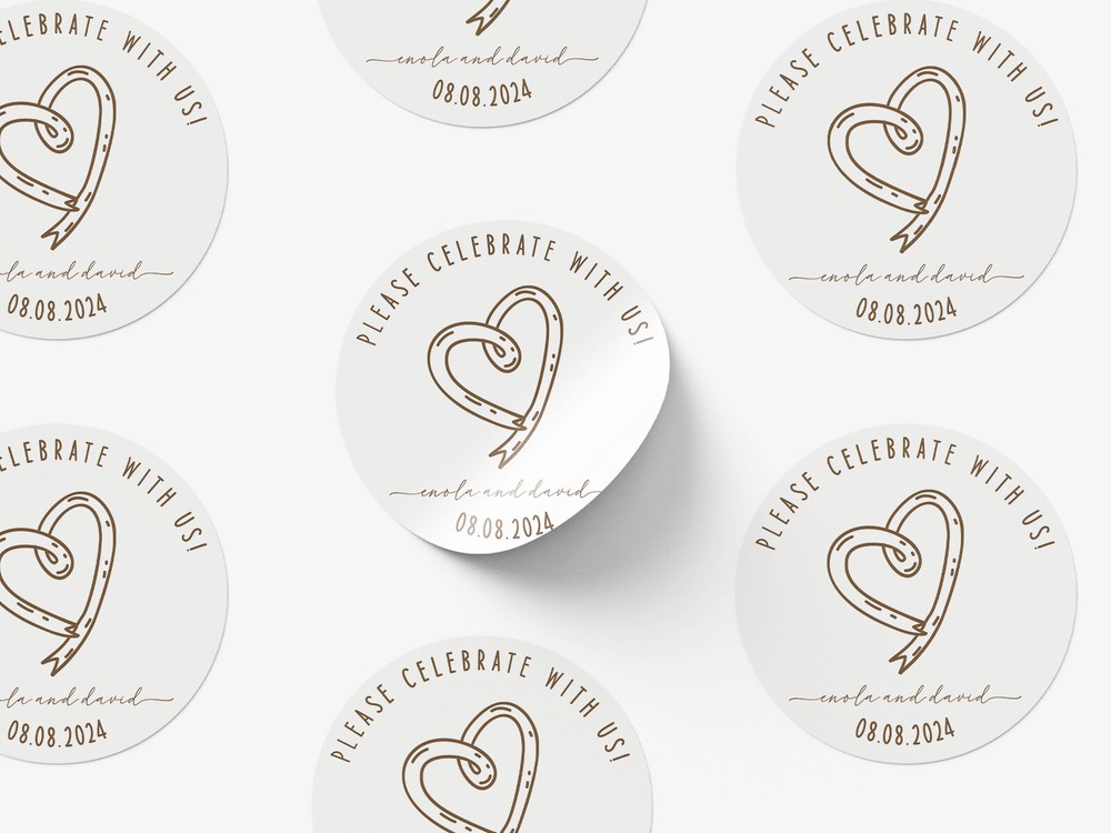Personalised wedding round sticker labels, custom stickers