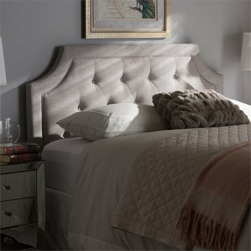Baxton Studio Mars Fabric Tufted Full Headboard in Grayish Beige