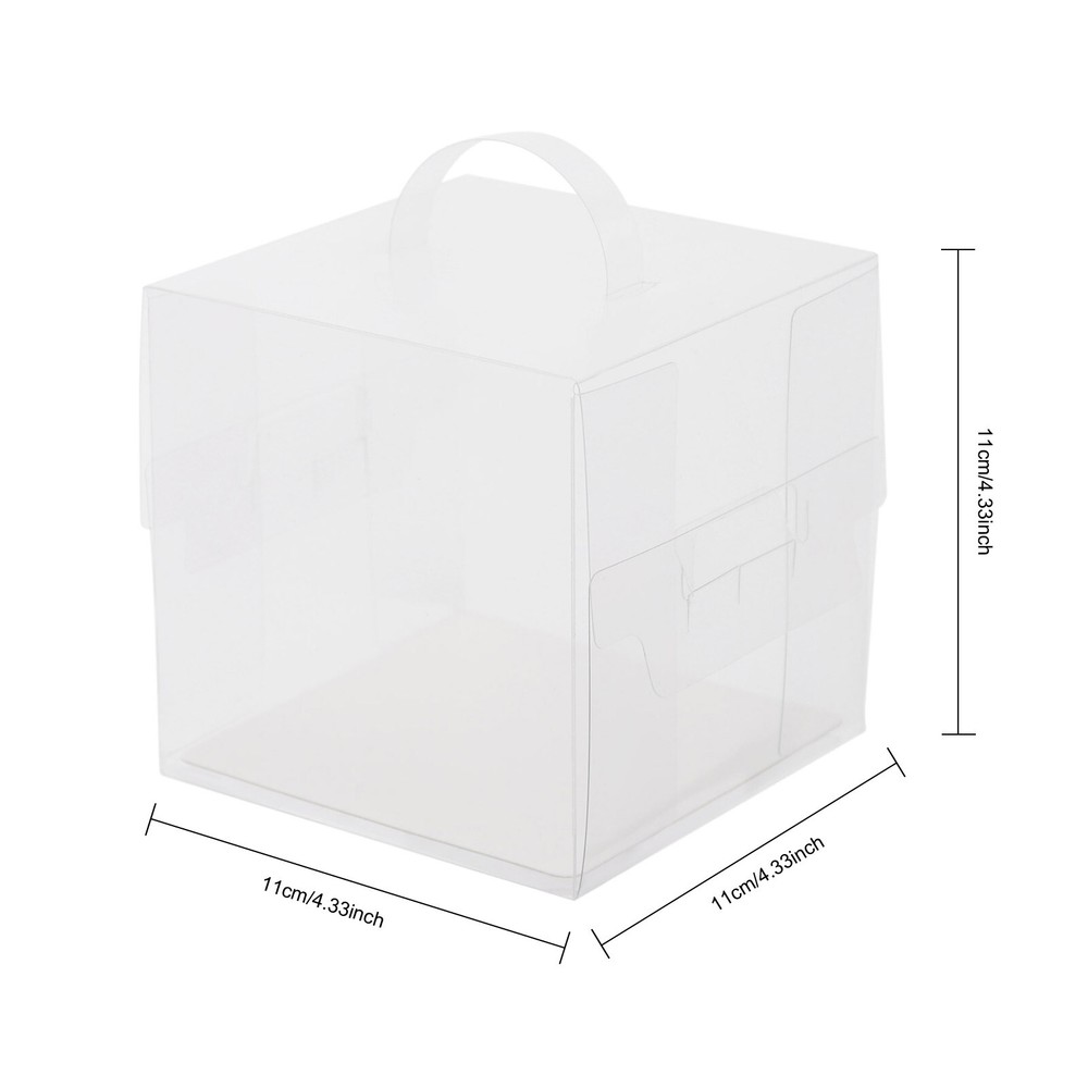 50 Pcs Clear Cake Boxes, Square Clear Cake Boxes, Cake Carrier with Handle