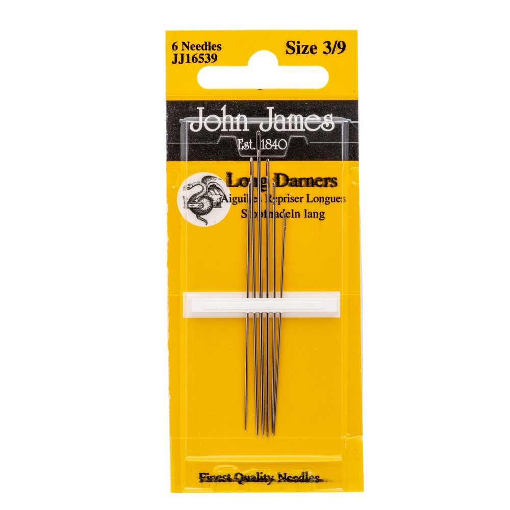 John James Long Darners Hand Needles-Assorted Sizes 3-9, 6/Pkg
