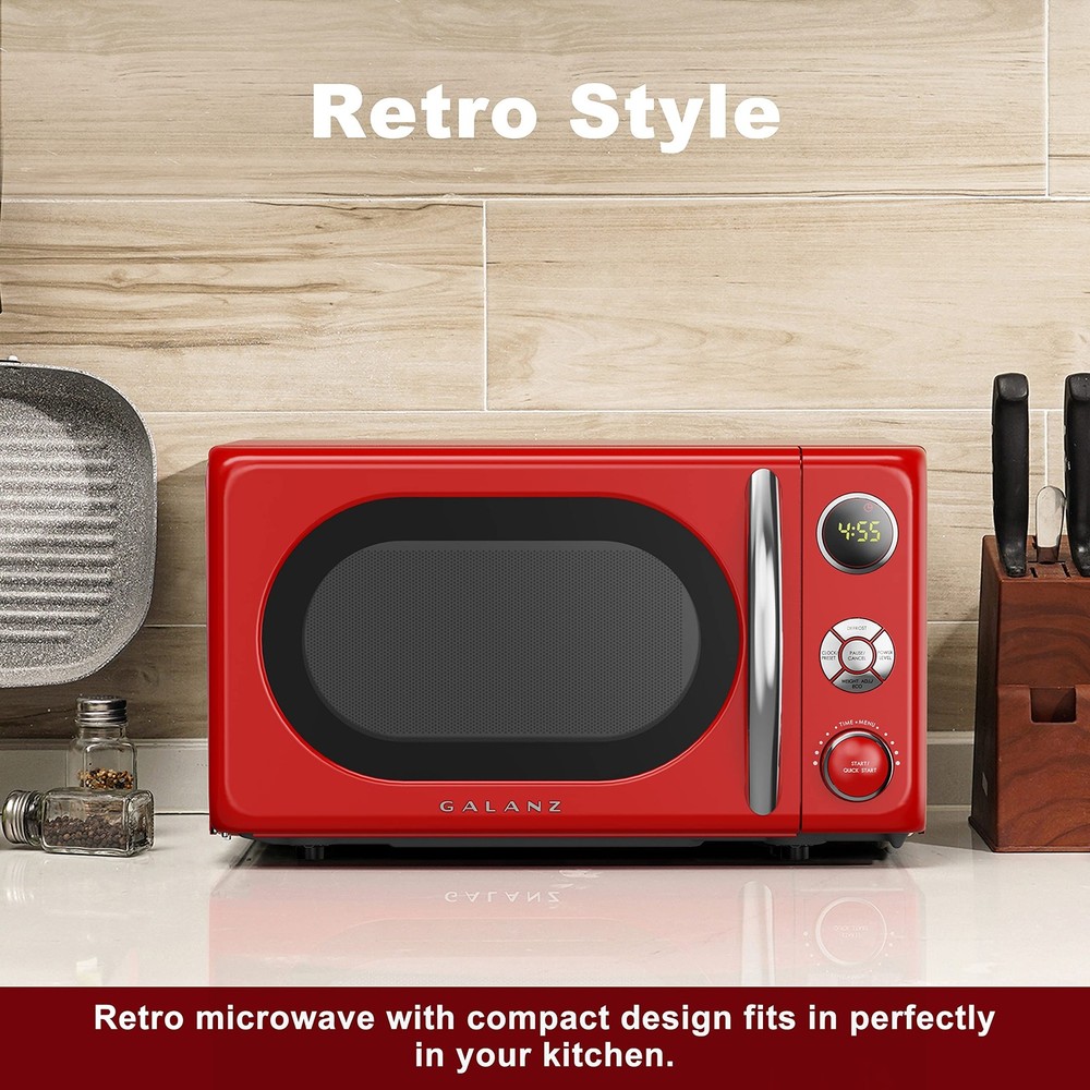 Compact 0.7 cu ft Microwave Oven with LED Light, Pull Handle, Child Lock