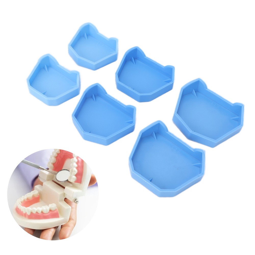6pcs Dental Lab Model Base Silicone Dental Lab Loading Blue For Dentists