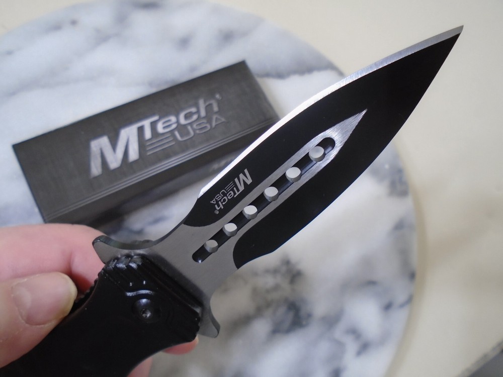 Mtech Assisted Open Dagger Pocket Knife Black Folder MT-A2044BK Spear Point New