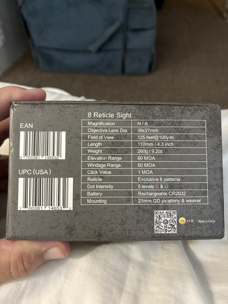 Vector Optics SCRD-04 8 Reticle Sight Pre-owned Never Used