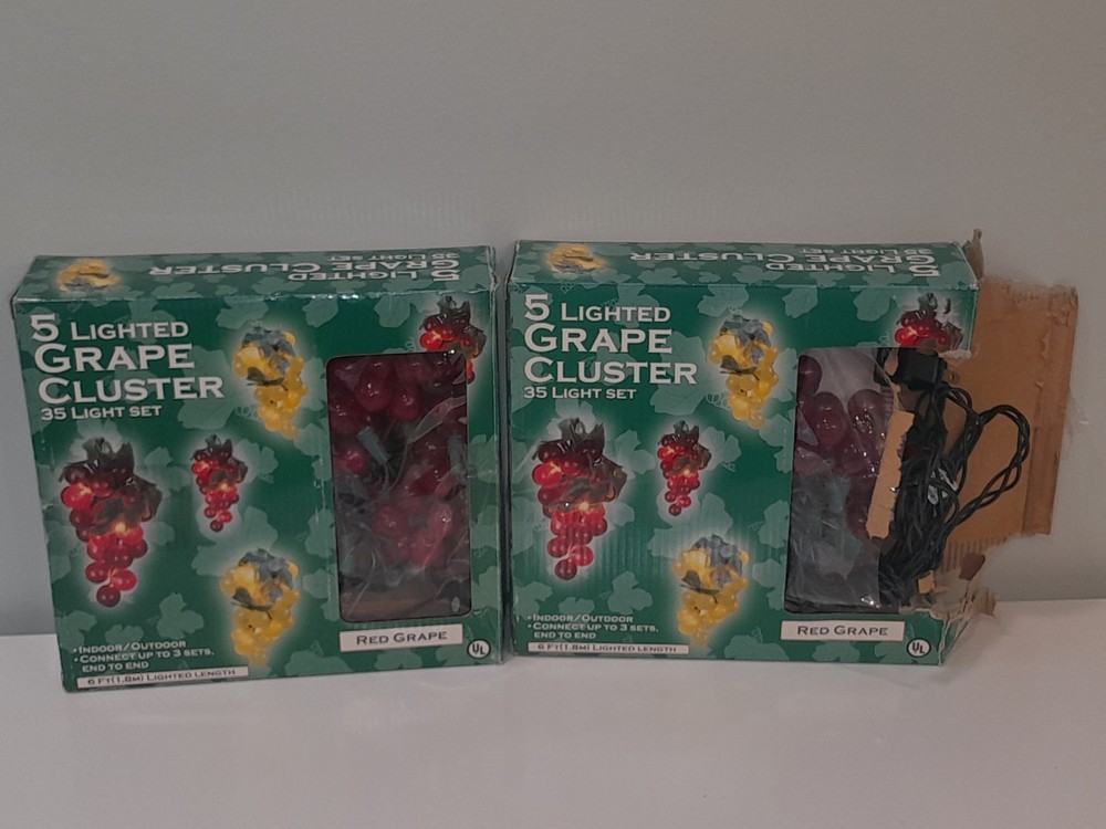 Red Grape Lighted Cluster String Lights 5 Clusters 35 Lights/Box (2 Open Boxes)
