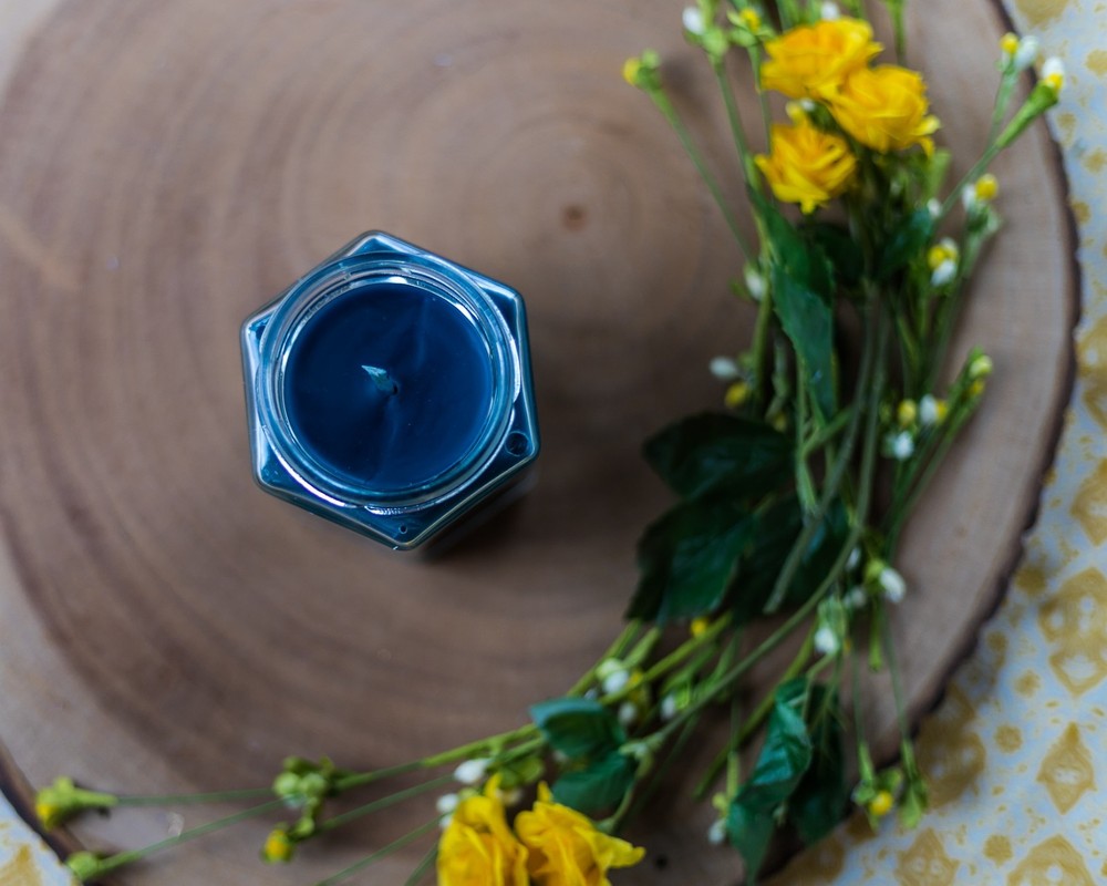 Sapphire Blue 100% Beeswax Jar Candle, 12 oz