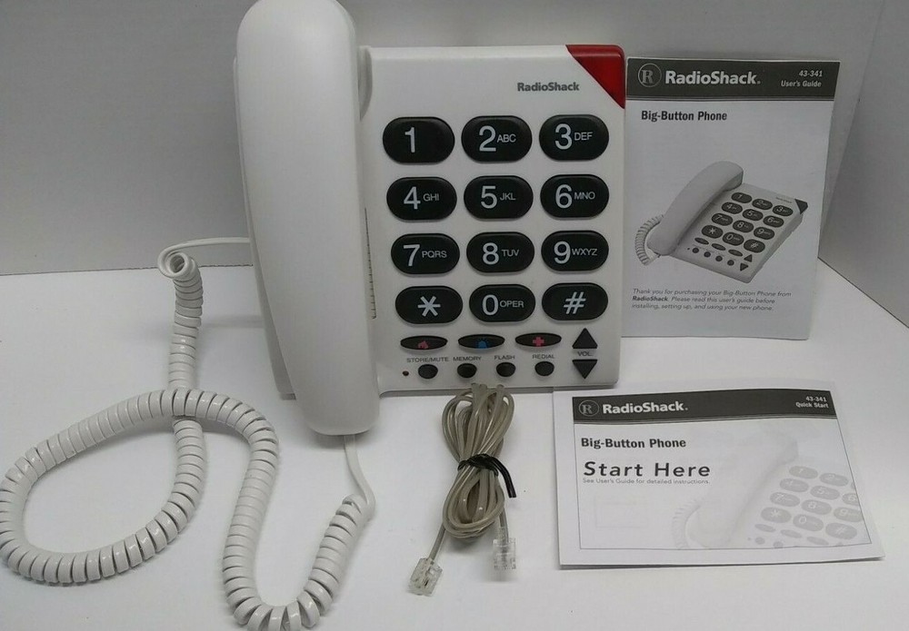 RadioShack Big Button Phone 43-341 Flashing Ring Indicator Adjustable Volume